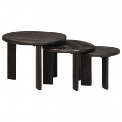 Nesting Stoły Kawowe 3 pcs Biały Drewno z mango