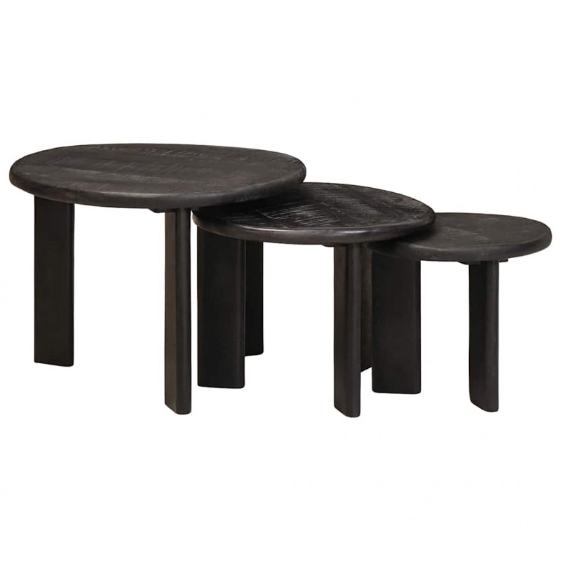 Nesting Stoły Kawowe 3 pcs Biały Drewno z mango