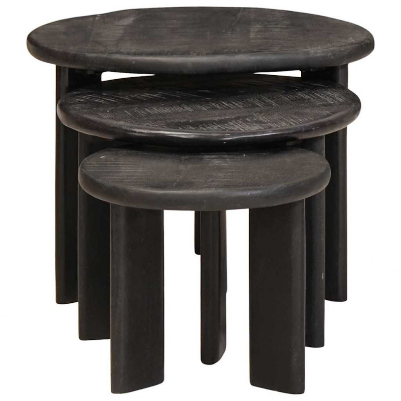 Nesting Stoły Kawowe 3 pcs Biały Drewno z mango