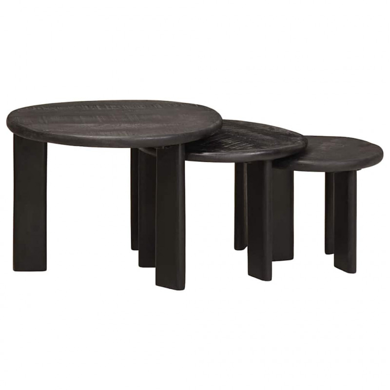 Nesting Stoły Kawowe 3 pcs Biały Drewno z mango