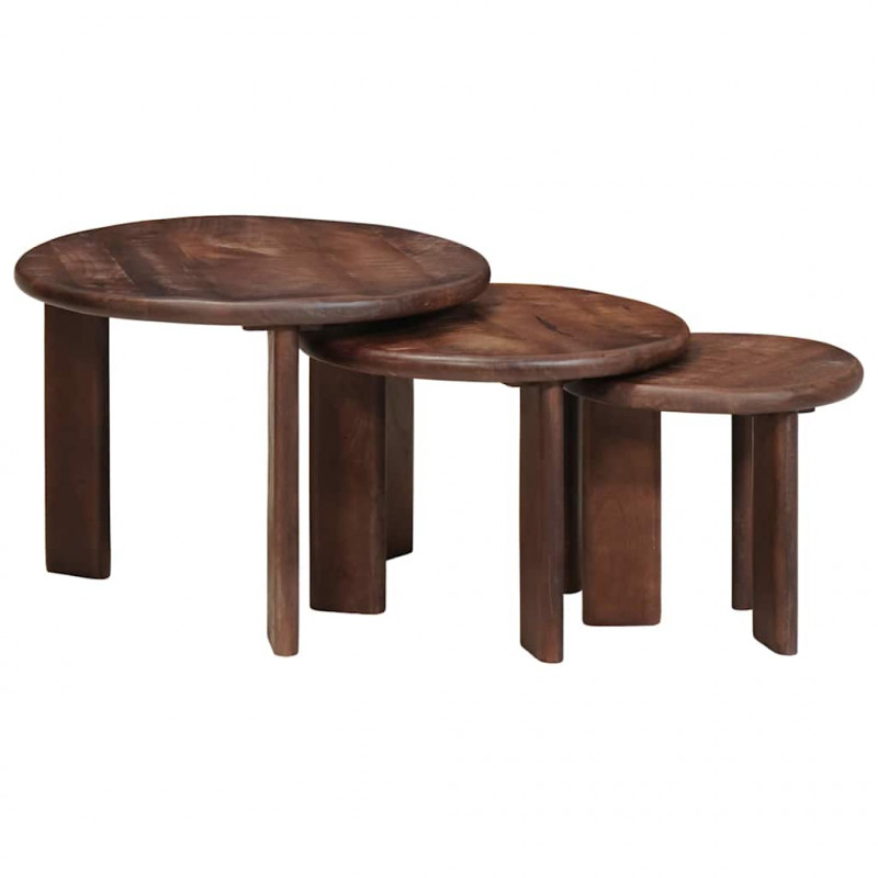 Nesting Stoły Kawowe 3 pcs Ciemny brąz Drewno z mango