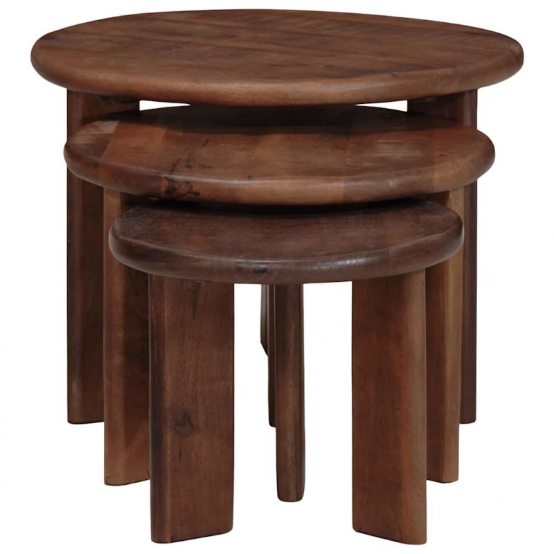 Nesting Stoły Kawowe 3 pcs Ciemny brąz Drewno z mango