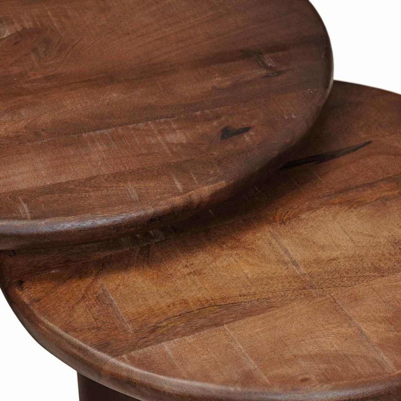 Nesting Stoły Kawowe 3 pcs Ciemny brąz Drewno z mango