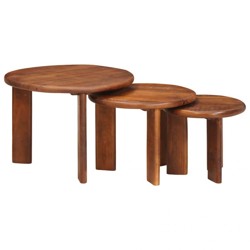 Nesting Stoły Kawowe 3 pcs Miodowy brąz Drewno z mango