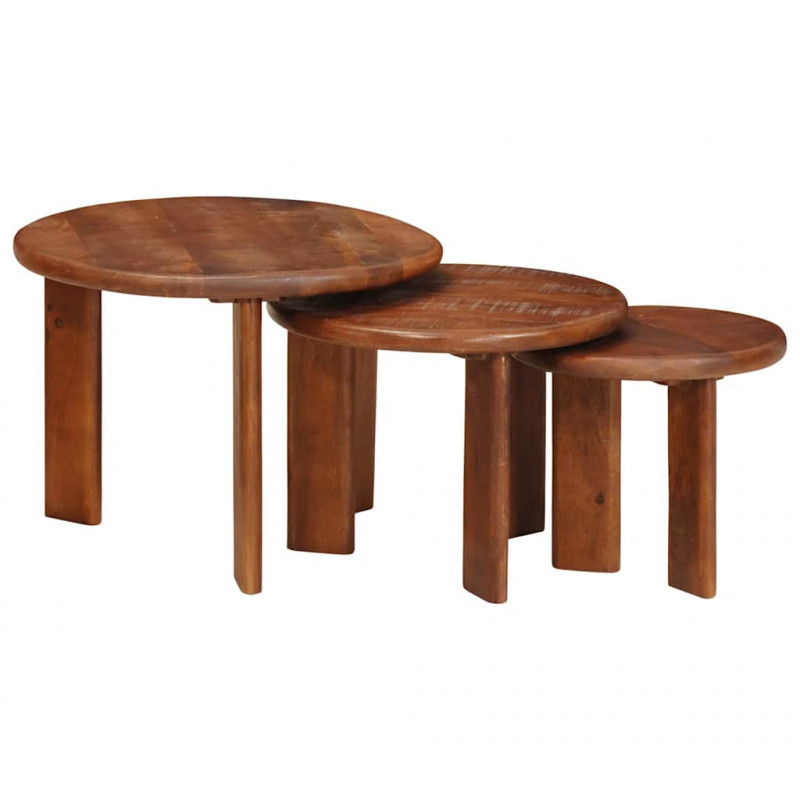 Nesting Stoły Kawowe 3 pcs Miodowy brąz Drewno z mango