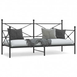 Łóżko dzienne bez materaca czarne 75x190 cm stalowe