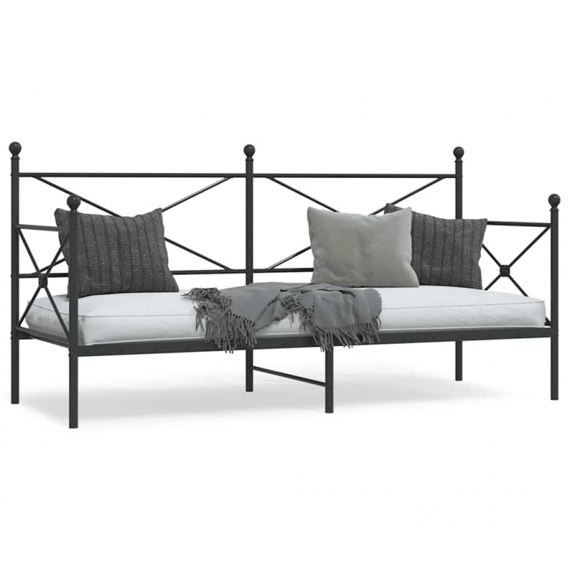 Łóżko dzienne bez materaca czarne 75x190 cm stalowe