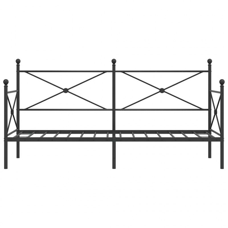 Łóżko dzienne bez materaca czarne 75x190 cm stalowe