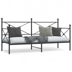 Łóżko dzienne bez materaca czarne 80x200 cm stalowe