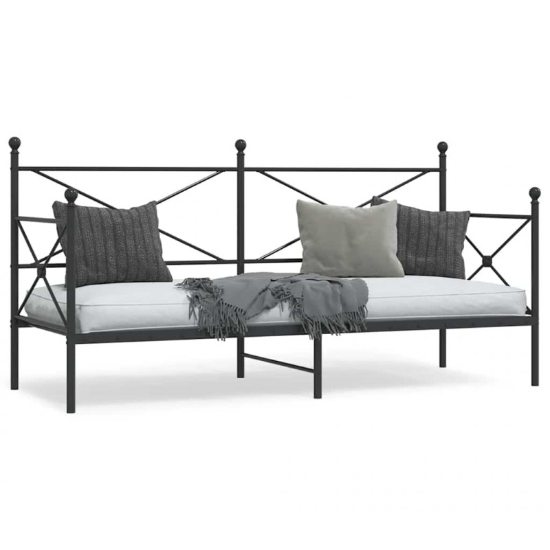 Łóżko dzienne bez materaca czarne 80x200 cm stalowe
