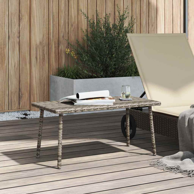 Stolik kawowy ogrodowy prostokątny szary 80x40x37 cm polirattan
