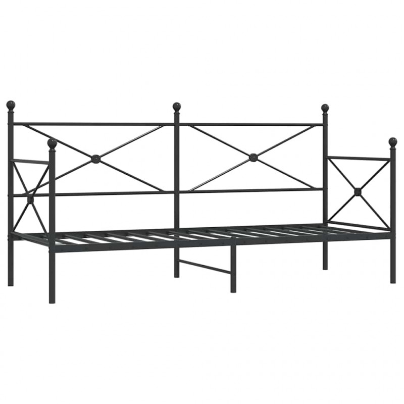 Łóżko dzienne bez materaca czarne 80x200 cm stalowe