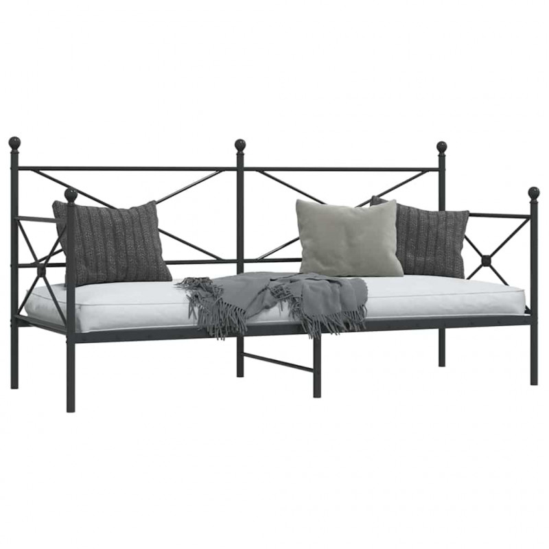 Łóżko dzienne bez materaca czarne 80x200 cm stalowe