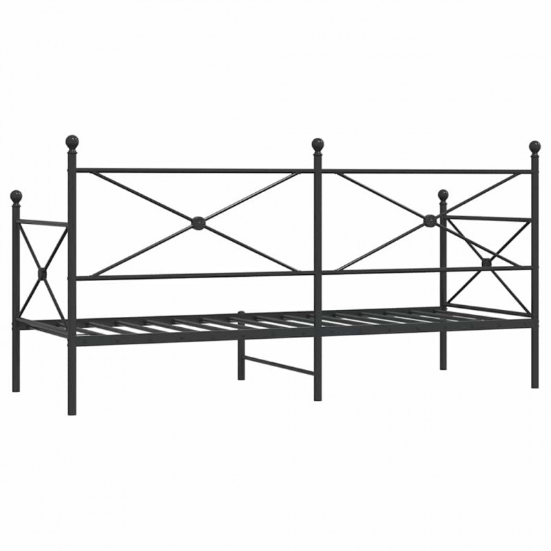 Łóżko dzienne bez materaca czarne 90x200 cm stalowe
