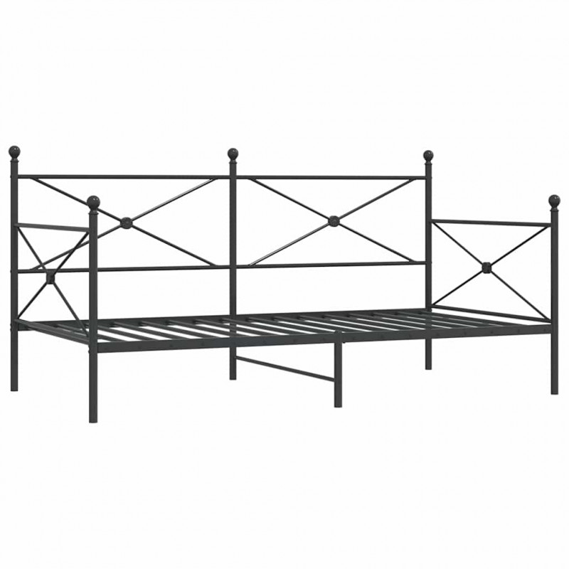 Łóżko dzienne bez materaca czarne 100x190 cm stalowe