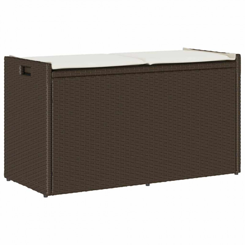 Ławka ogrodowa z poduszką brązowa 100 cm polirattan