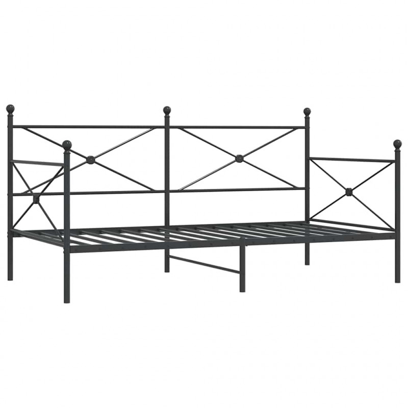 Łóżko dzienne bez materaca czarne 100x200 cm stalowe