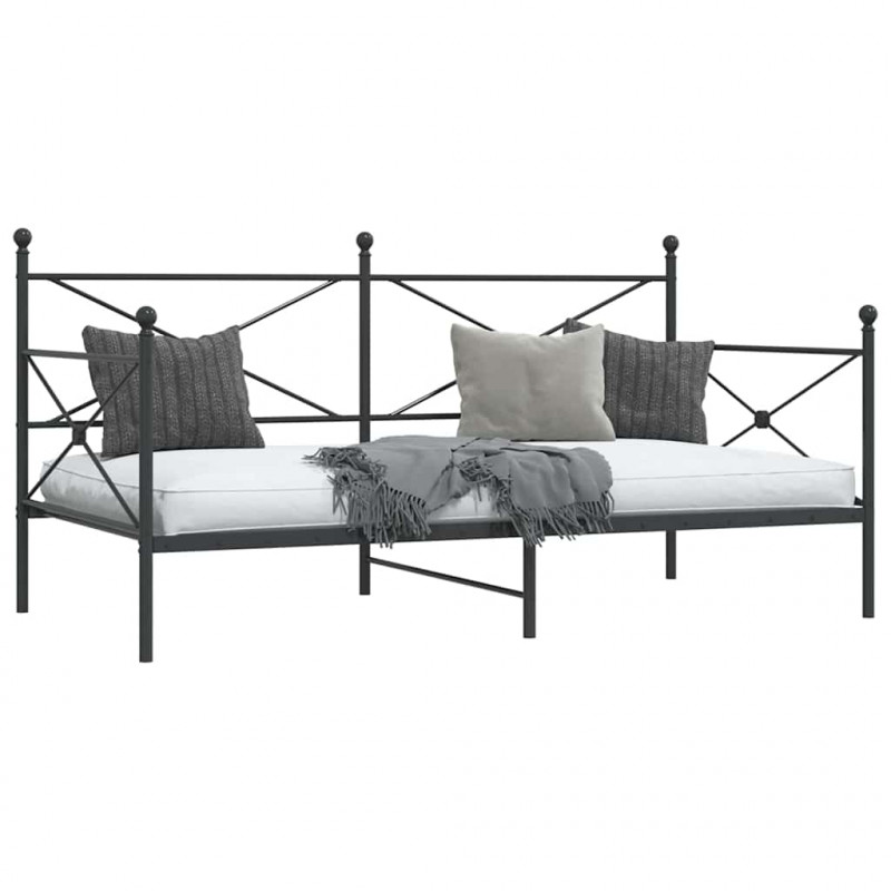 Łóżko dzienne bez materaca czarne 100x200 cm stalowe