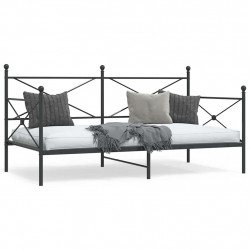 Łóżko dzienne bez materaca czarne 107x203 cm stalowe