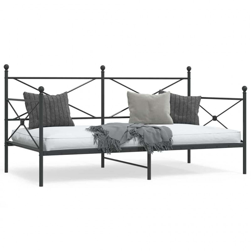 Łóżko dzienne bez materaca czarne 107x203 cm stalowe