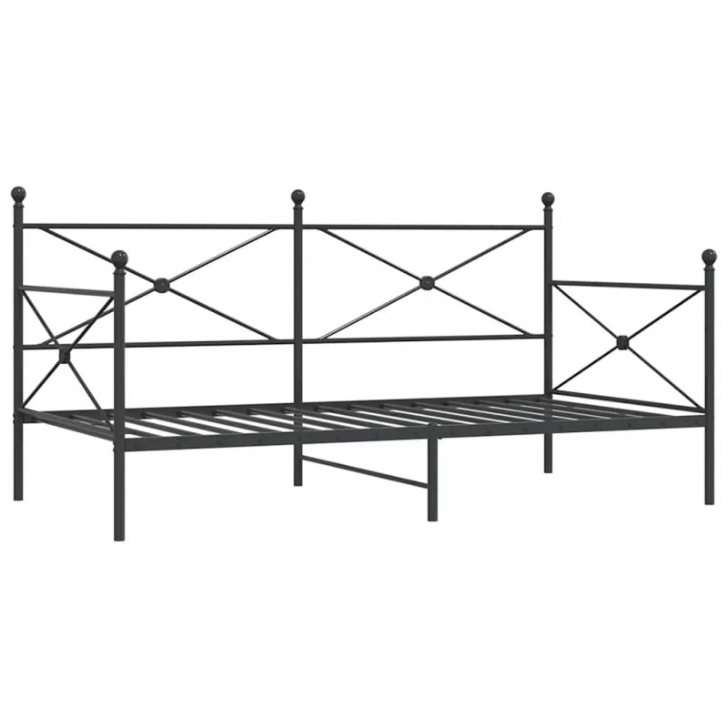 Łóżko dzienne bez materaca czarne 107x203 cm stalowe