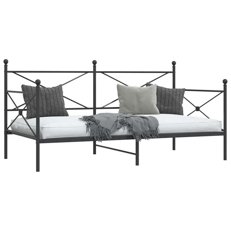 Łóżko dzienne bez materaca czarne 107x203 cm stalowe