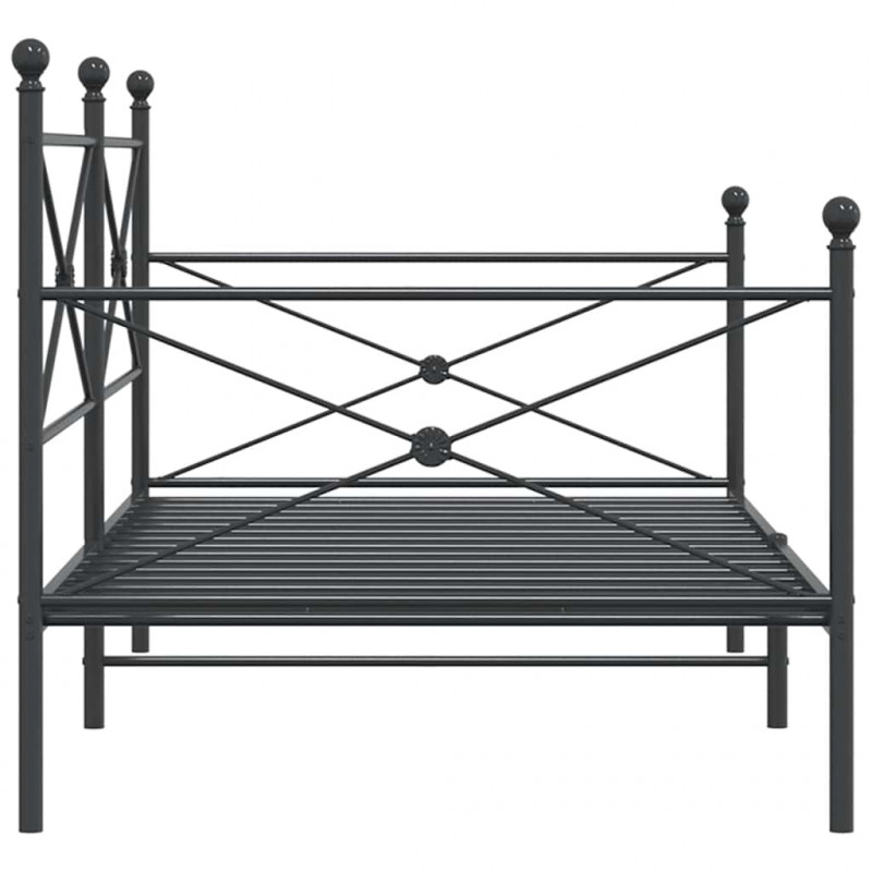 Łóżko dzienne bez materaca czarne 107x203 cm stalowe