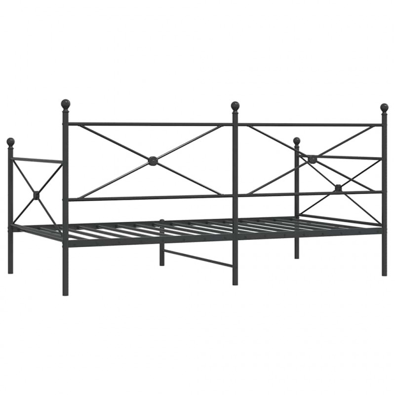 Łóżko dzienne bez materaca czarne 107x203 cm stalowe