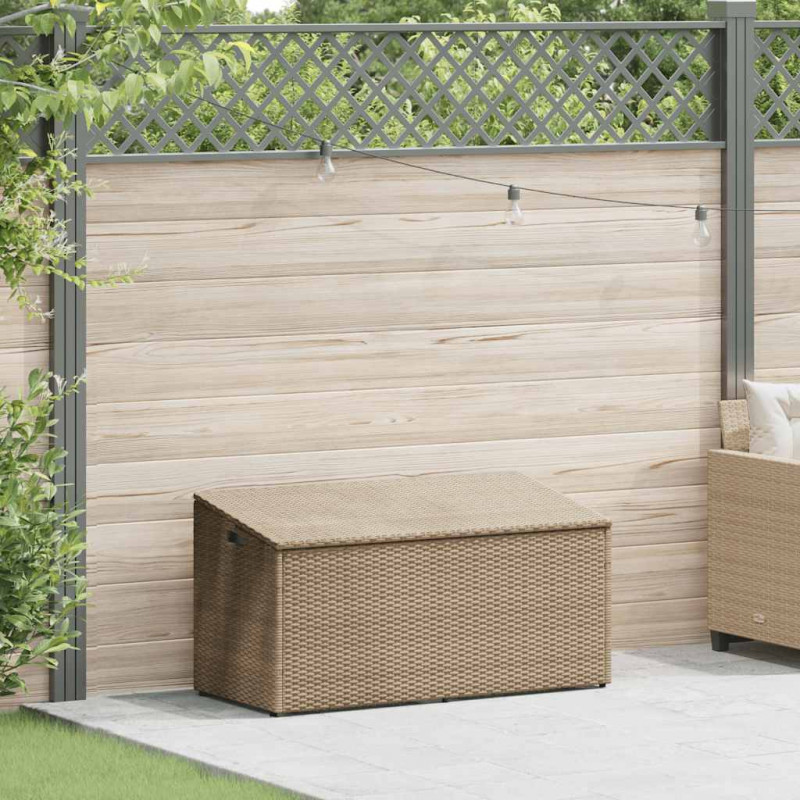 Skrzynia ogrodowa beżowa 110x50x58 cm polirattan