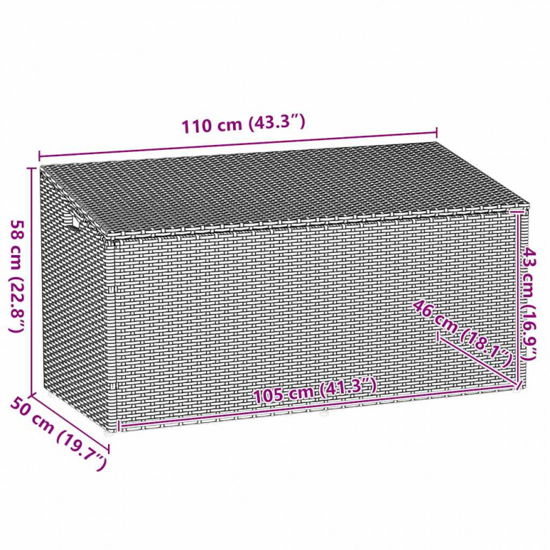 Skrzynia ogrodowa beżowa 110x50x58 cm polirattan