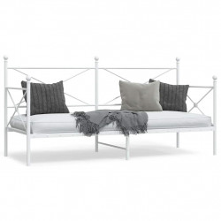 Łóżko dzienne bez materaca białe 75x190 cm stalowe