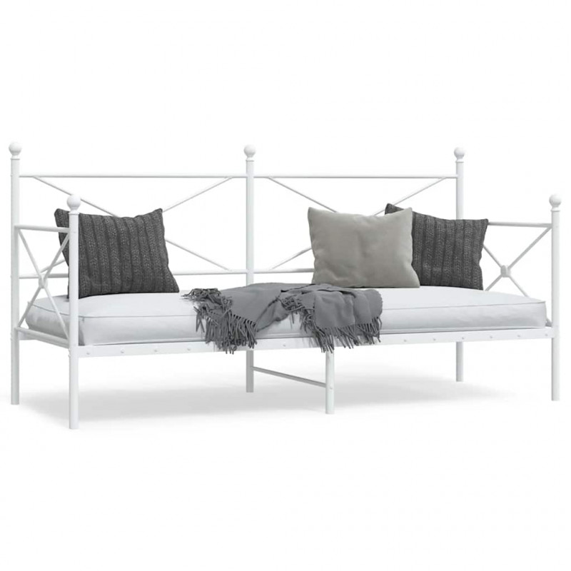 Łóżko dzienne bez materaca białe 75x190 cm stalowe