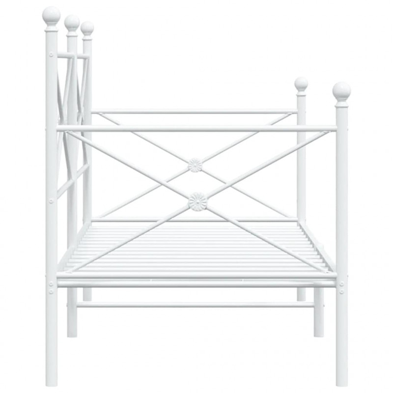 Łóżko dzienne bez materaca białe 75x190 cm stalowe