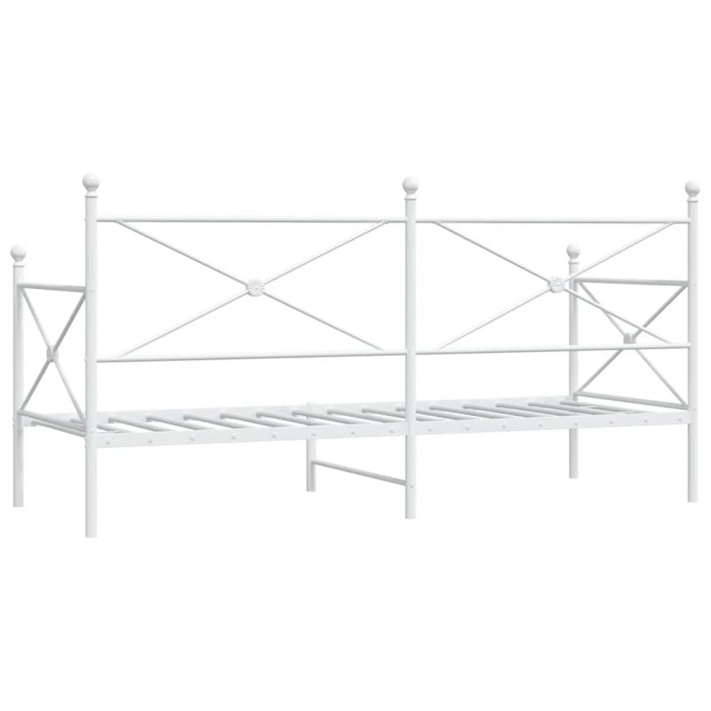 Łóżko dzienne bez materaca białe 75x190 cm stalowe