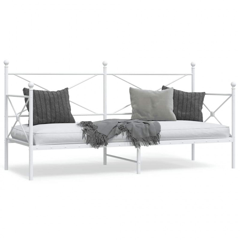 Łóżko dzienne bez materaca białe 80x200 cm stalowe