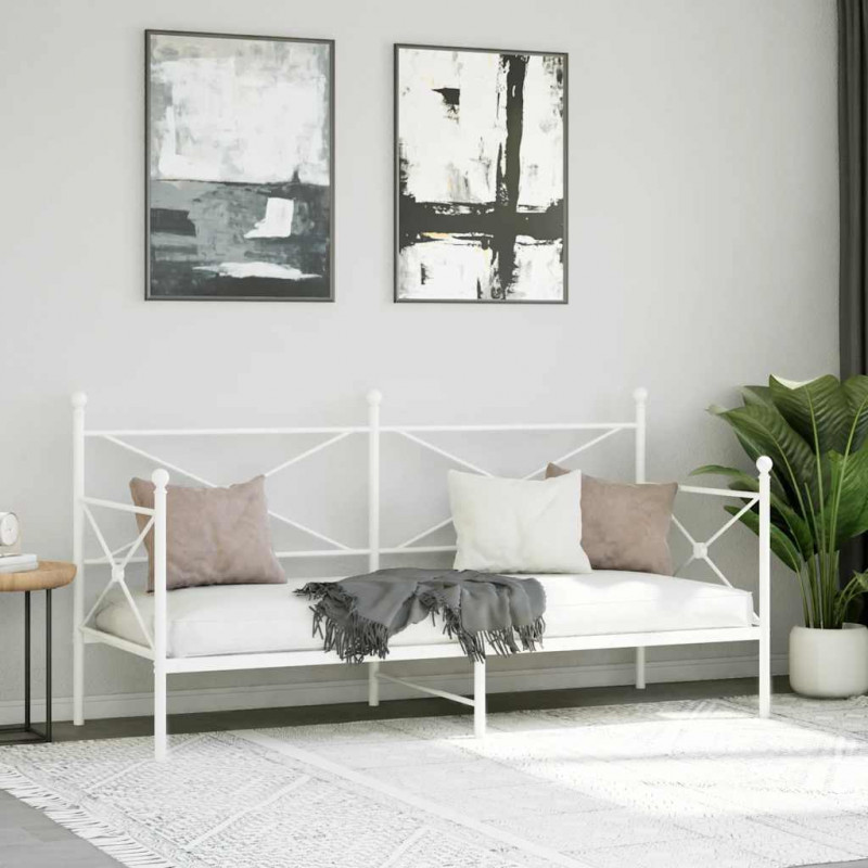 Łóżko dzienne bez materaca białe 80x200 cm stalowe