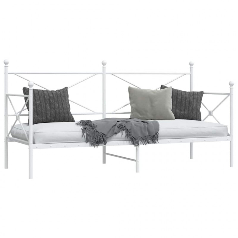 Łóżko dzienne bez materaca białe 80x200 cm stalowe