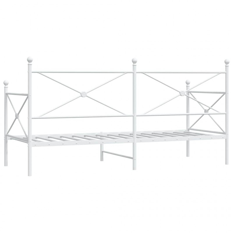 Łóżko dzienne bez materaca białe 80x200 cm stalowe