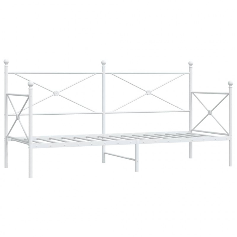 Łóżko dzienne bez materaca białe 90x200 cm stalowe
