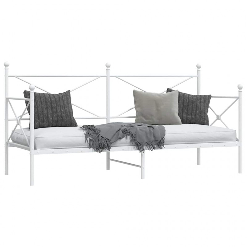 Łóżko dzienne bez materaca białe 90x200 cm stalowe
