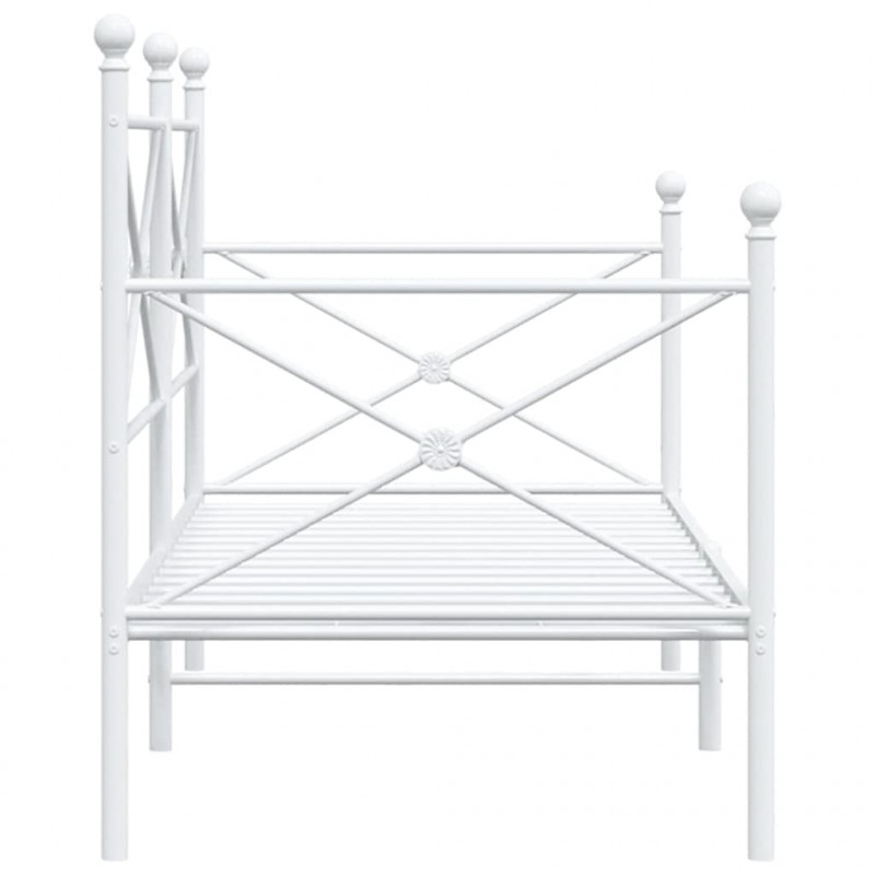 Łóżko dzienne bez materaca białe 90x200 cm stalowe