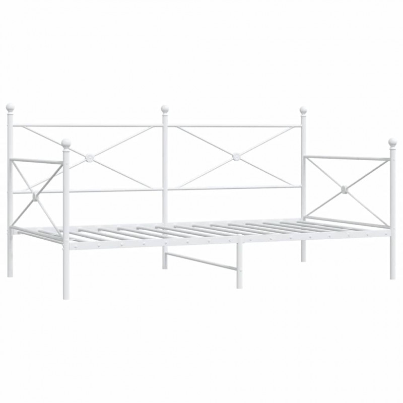 Łóżko dzienne bez materaca białe 100x190 cm stalowe