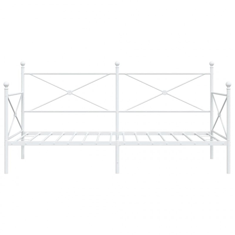 Łóżko dzienne bez materaca białe 100x190 cm stalowe