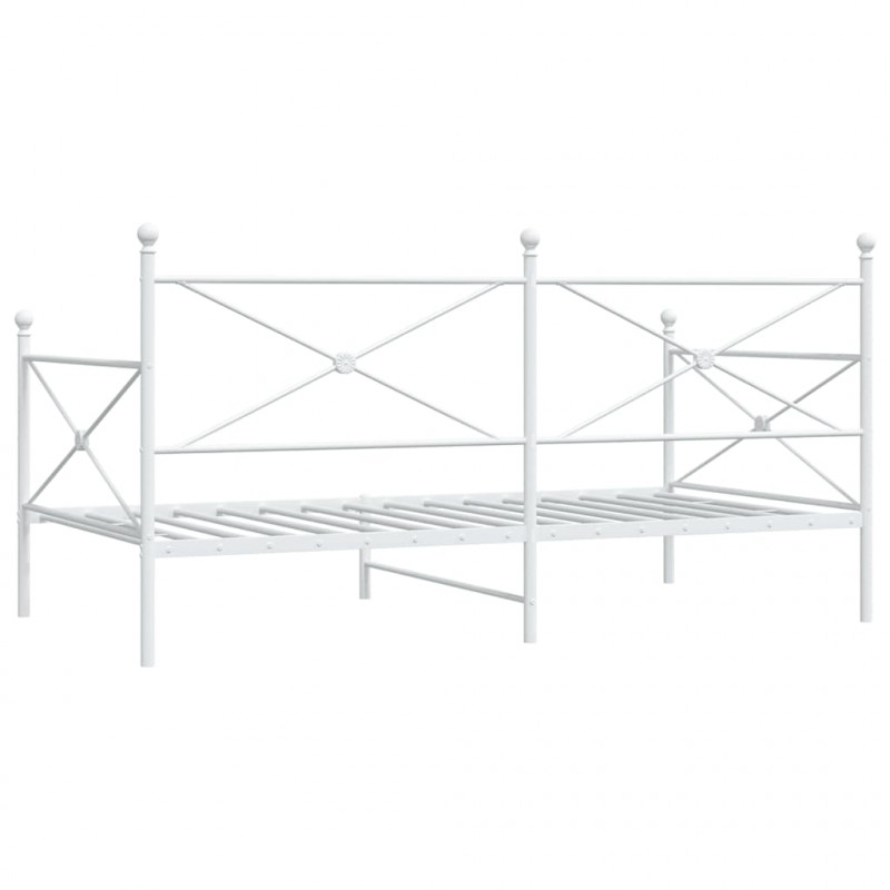 Łóżko dzienne bez materaca białe 100x190 cm stalowe