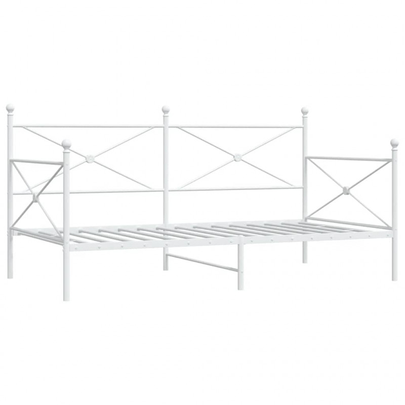 Łóżko dzienne bez materaca białe 100x200 cm stalowe