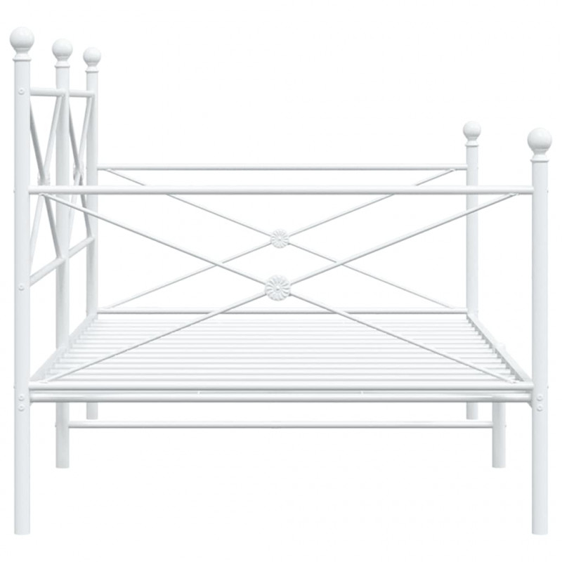 Łóżko dzienne bez materaca białe 100x200 cm stalowe