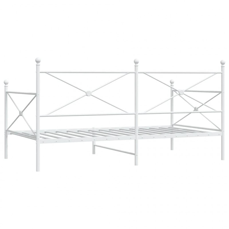 Łóżko dzienne bez materaca białe 100x200 cm stalowe