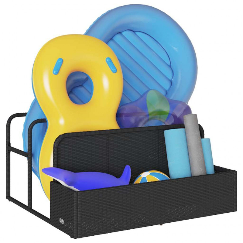 Poolside Float Storage Czarny 110x100x57 cm Polirattan