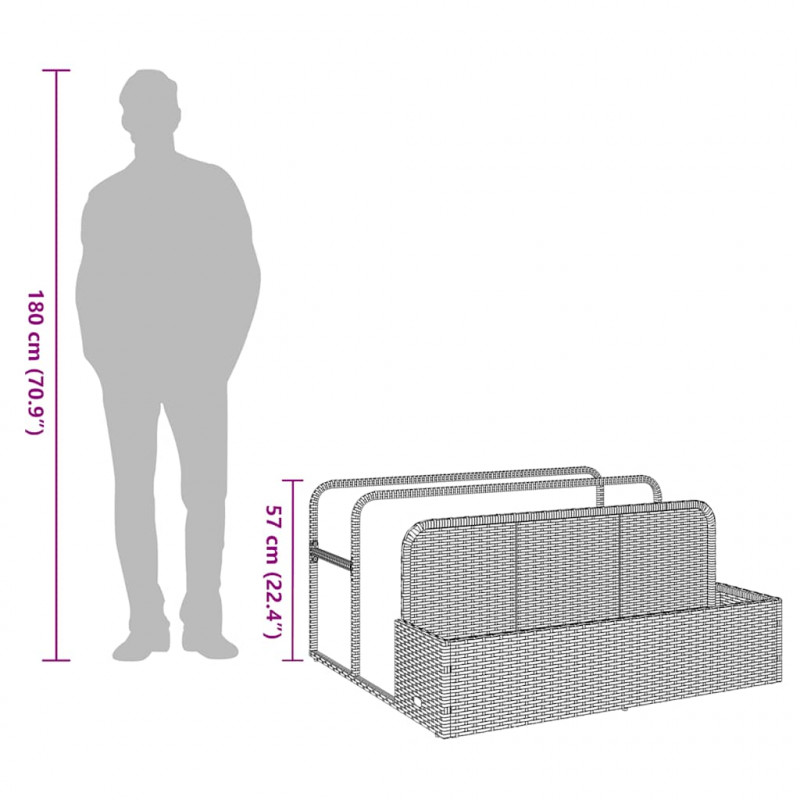 Poolside Float Storage Czarny 110x100x57 cm Polirattan