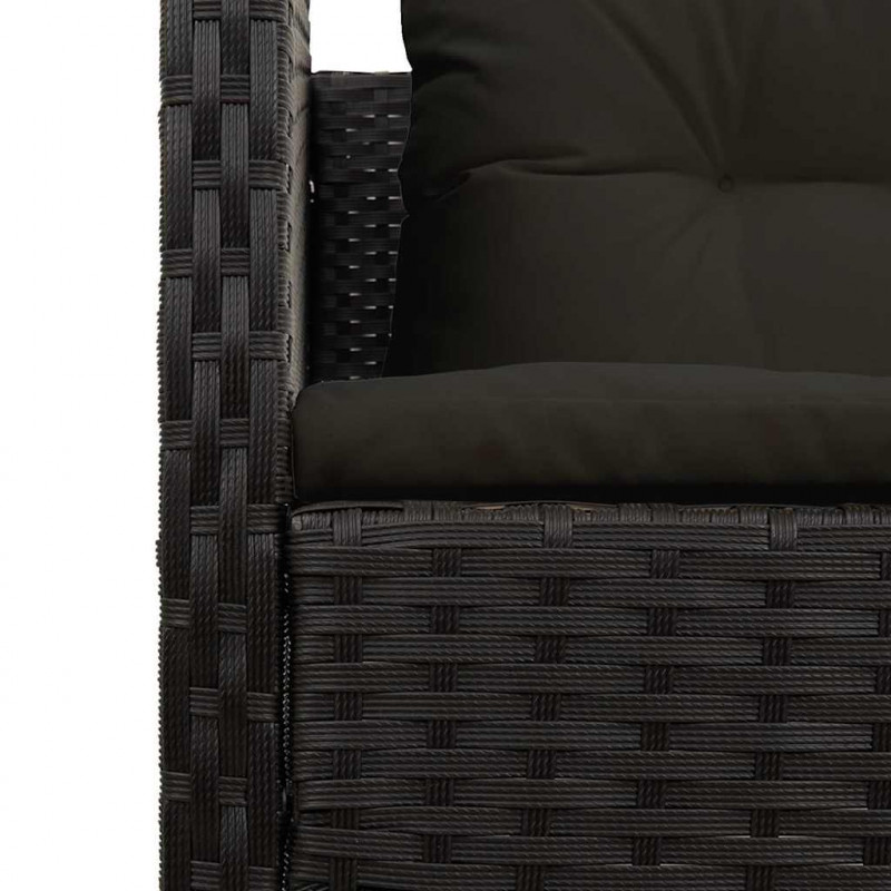 Zestaw Sof na Ogród z poduszką 6 pcs Czarny polirattan